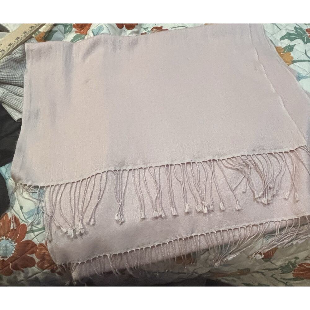Brassloom Pink Scarf/ Shaw 70% Pashmina Cashmere 30% Silk Hand Made Nepal Preppy - Picture 3 of 4